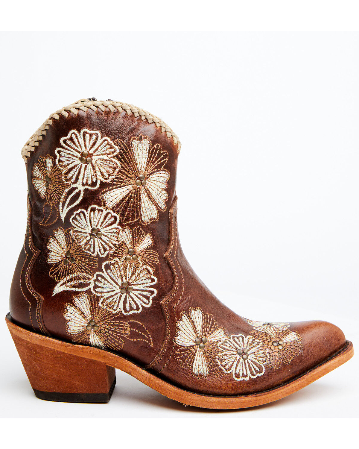 Image #2 - Liberty Black Women's Loren Floral Embroidered Western Fashion Booties - Round Toe, Brown, hi-res