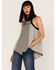 Cleo + Wolf Women's Grid Print Hanky Hem Halter Top, Black, hi-res