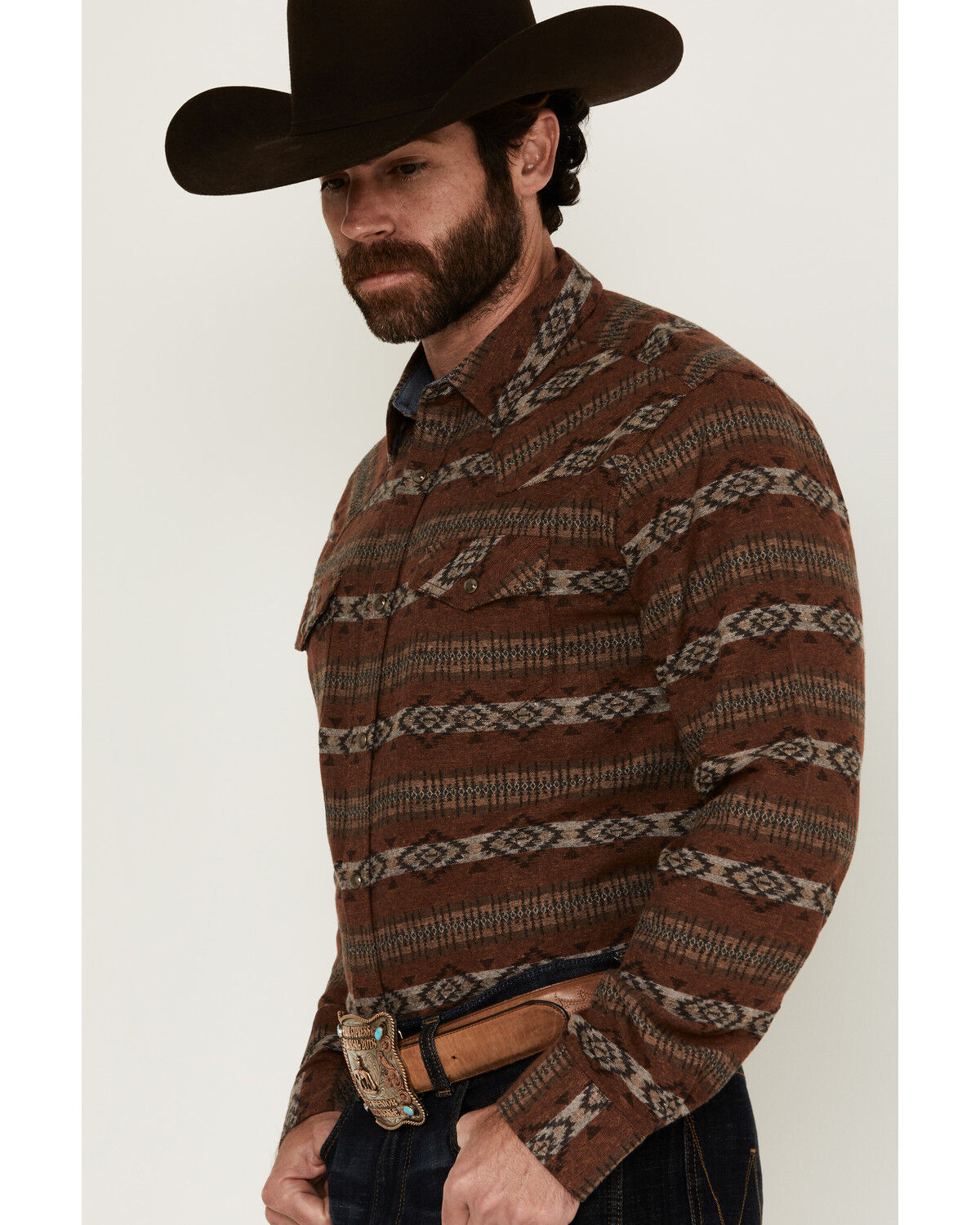 Image #2 - Cody James Men's Resource Southwestern Striped Long Sleeve Snap Western Shirt, Rust Copper, hi-res