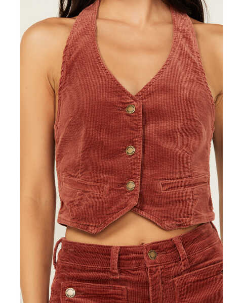 Image #3 - Rolla's Women's Corduroy Halter Vest , Brick Red, hi-res