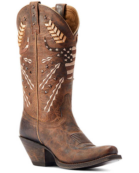 Image #1 - Ariat Women's Circuit Americana Western Boots - Square Toe , Brown, hi-res