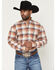 Image #1 - Panhandle Slim Men's Plaid Print Long Sleeve Button-Down Stretch Western Shirt, Rust Copper, hi-res