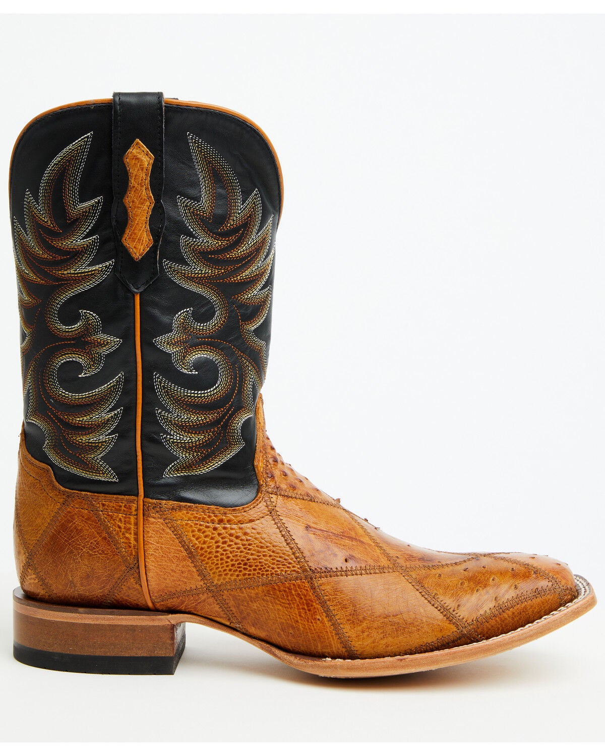 Image #2 - Cody James Men's Exotic Ostrich Patchwork Western Boots - Broad Square Toe, Tan, hi-res