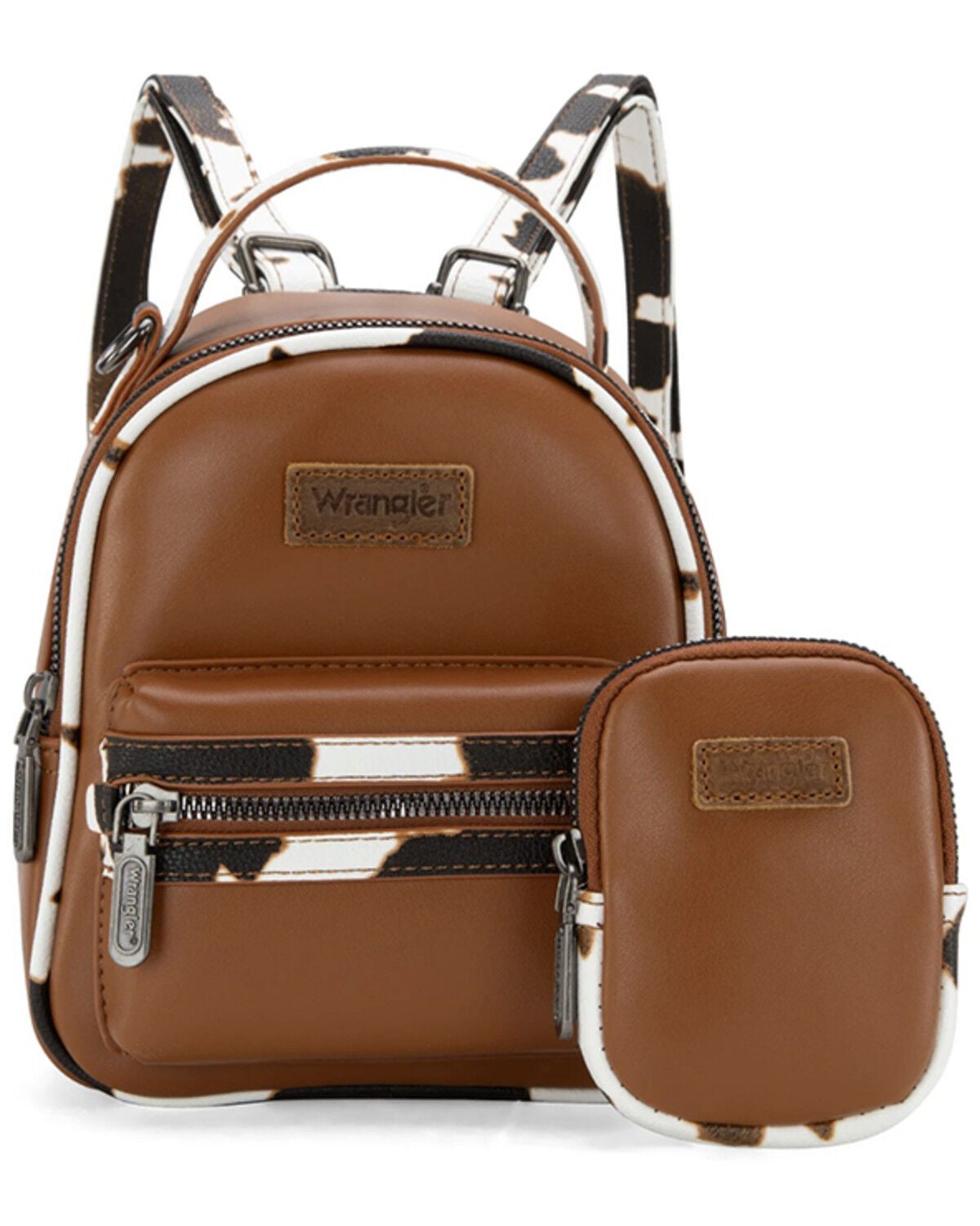 Wrangler Cow Print Mini Backpack, Brown, hi-res