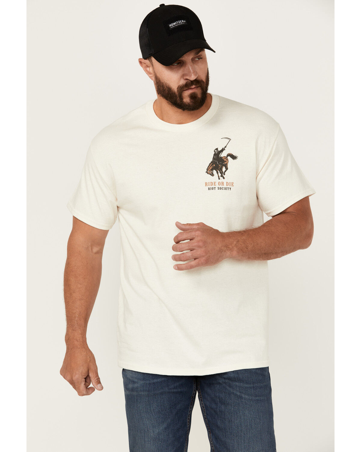 Image #2 - Riot Society Men's Boot Barn Exclusive Rodeo Reaper Short Sleeve Graphic T-Shirt, Tan, hi-res