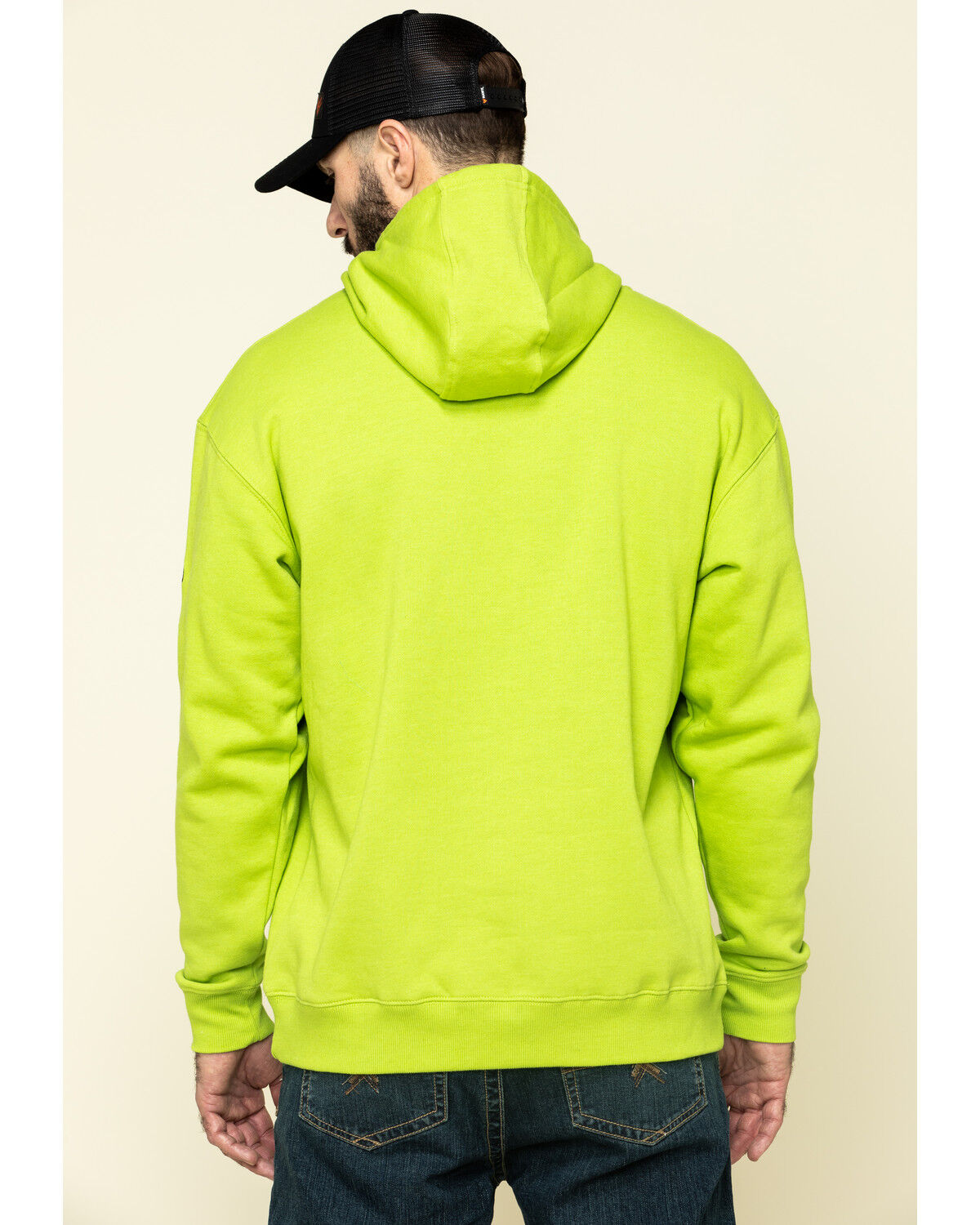 Image #2 - Ariat Men's Lime Heather Rebar Graphic Hooded Work Sweatshirt, Green, hi-res