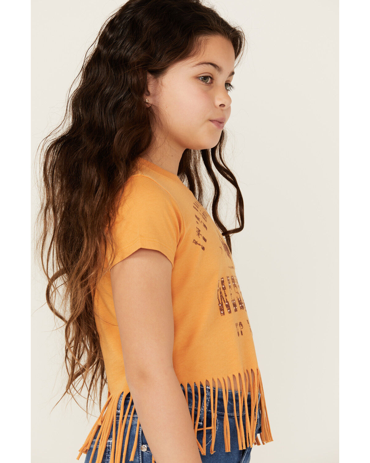 Image #2 - Shyanne Girls' It's About To Get Western Fringe Short Sleeve Graphic Tee, Gold, hi-res