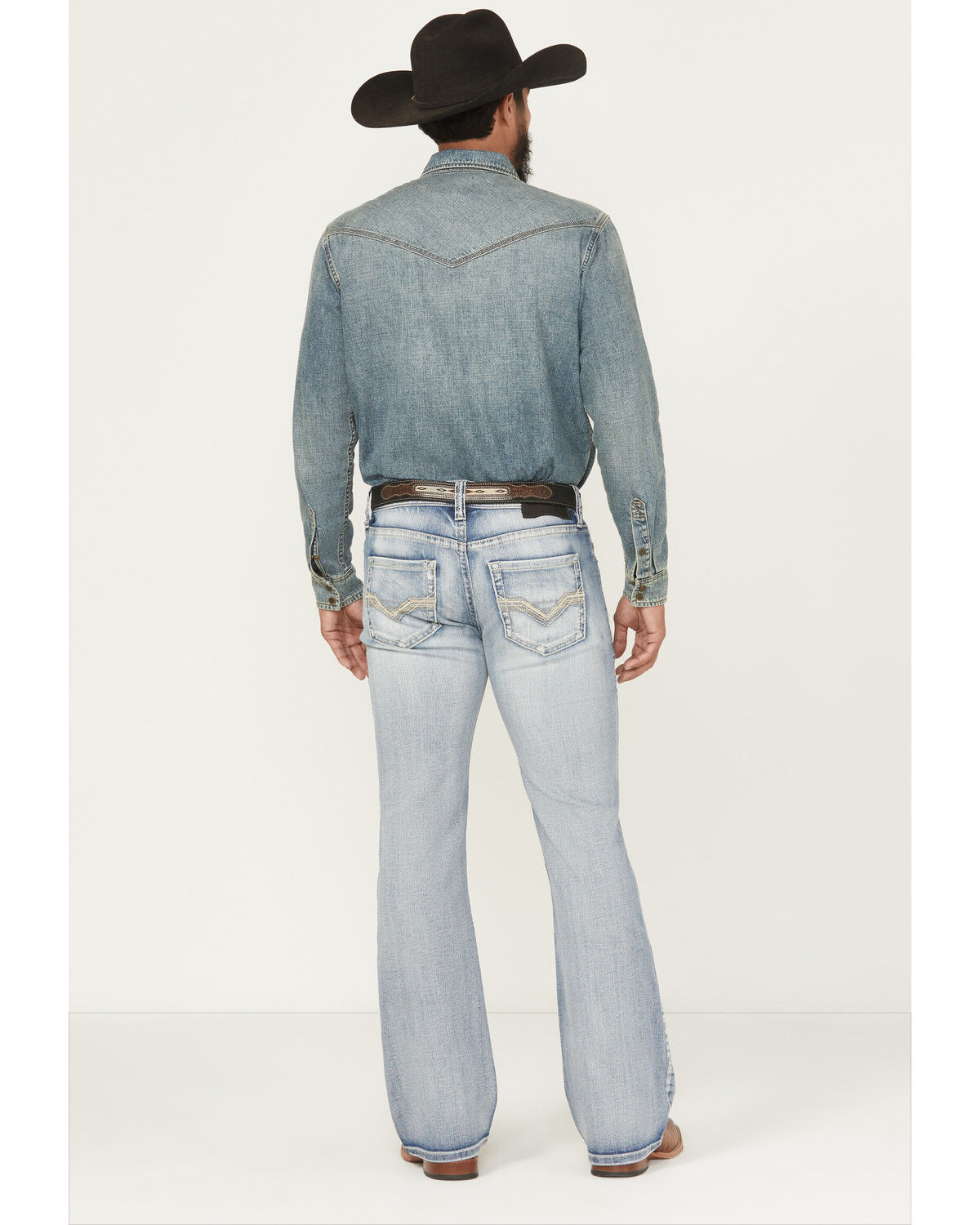 Image #3 - Rock & Roll Denim Men's Boot Barn Exclusive Light Wash Pistol Bootcut Stretch Denim Jeans, Light Wash, hi-res