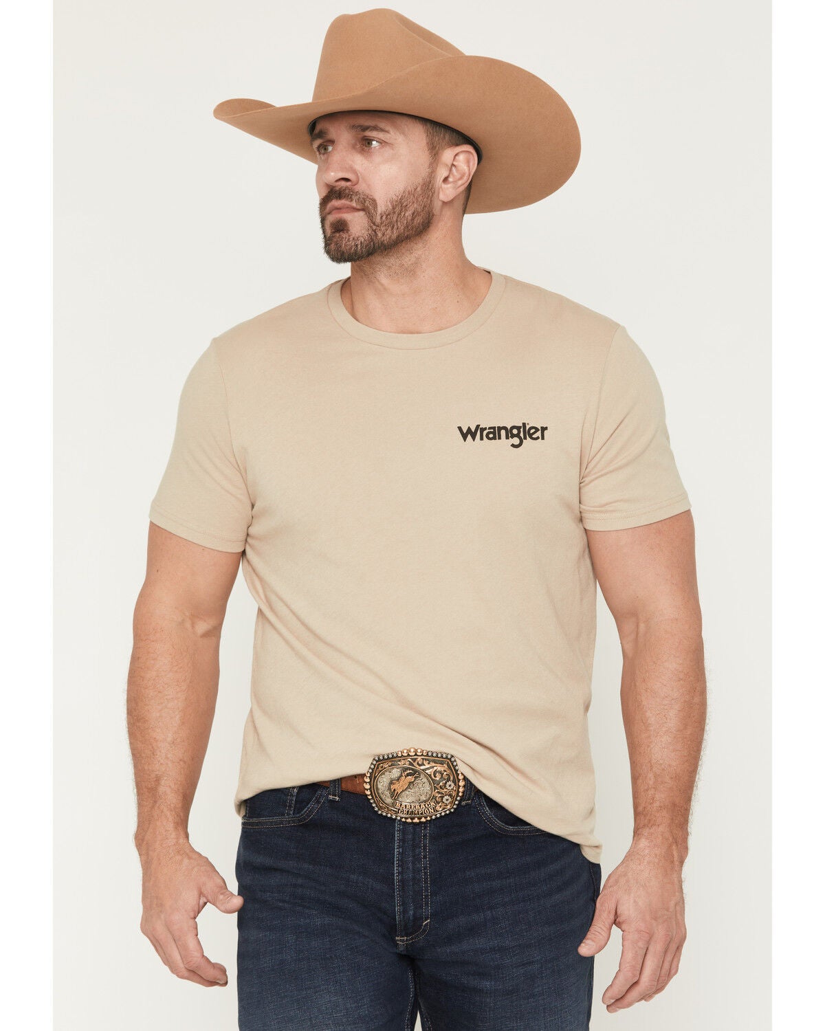 Image #2 - Wrangler Men's Boot Barn Exclusive Steerhead Short Sleeve Graphic T-Shirt, Off White, hi-res