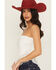 Image #2 - Originality Women's Eyelet Asymmetrical Strapless Top, White, hi-res