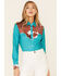 Ranch Dress'n Women's Cowhide Print Long Sleeve Snap Western Shirt , Jade, hi-res
