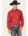 Image #1 - Scully Men's Skull Striped Long Sleeve Pearl Snap Western Shirt - 3X, Red, hi-res