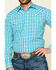 Image #4 - Stetson Men's Cross Walk Ombre Plaid Long Sleeve Western Shirt , Turquoise, hi-res