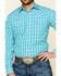 Image #4 - Stetson Men's Cross Walk Ombre Plaid Long Sleeve Western Shirt, Turquoise, hi-res