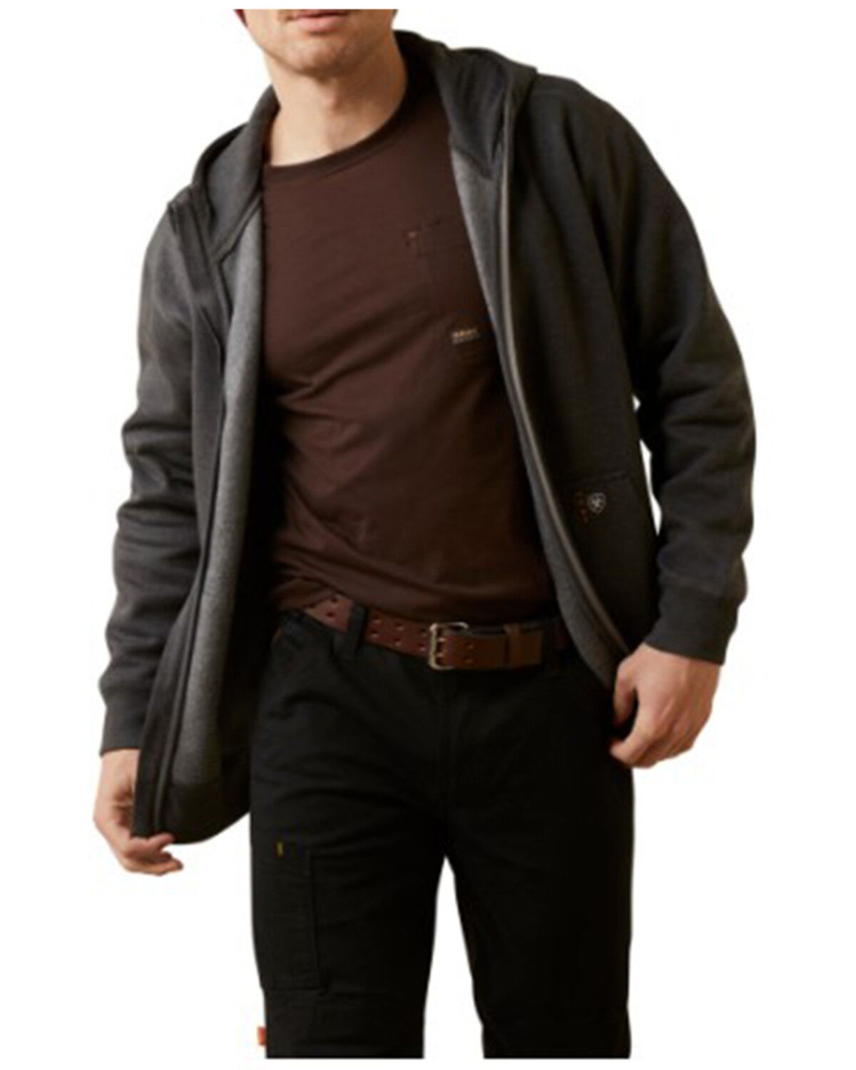 Image #1 - Ariat Men's Rebar Born For This Full Zip Hooded Jacket - Tall, Charcoal, hi-res