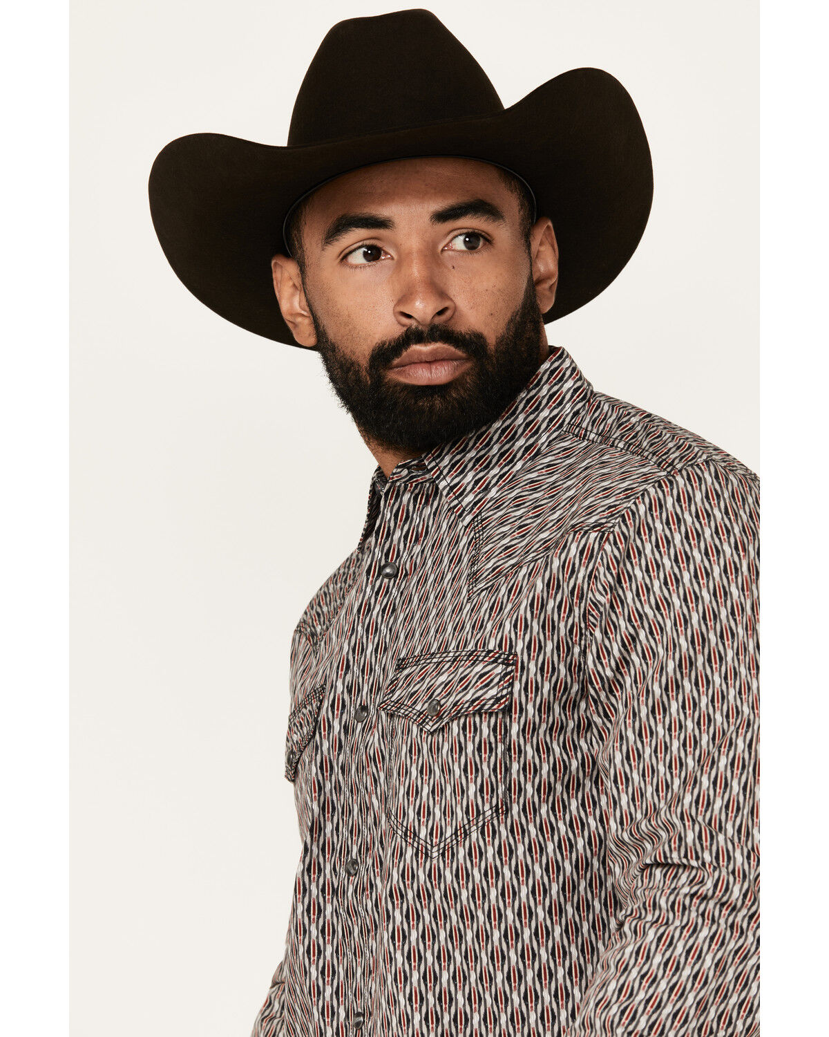 Image #2 - Moonshine Spirit Men's Sunset Geo Print Long Sleeve Snap Western Shirt, Grey, hi-res