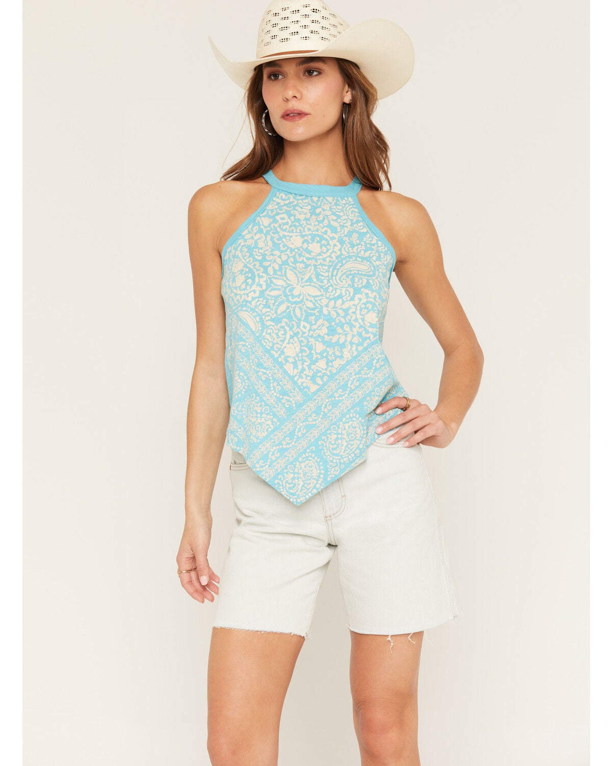 Shyanne Women's Ravello Bandana Print Tank, Bright Blue, hi-res