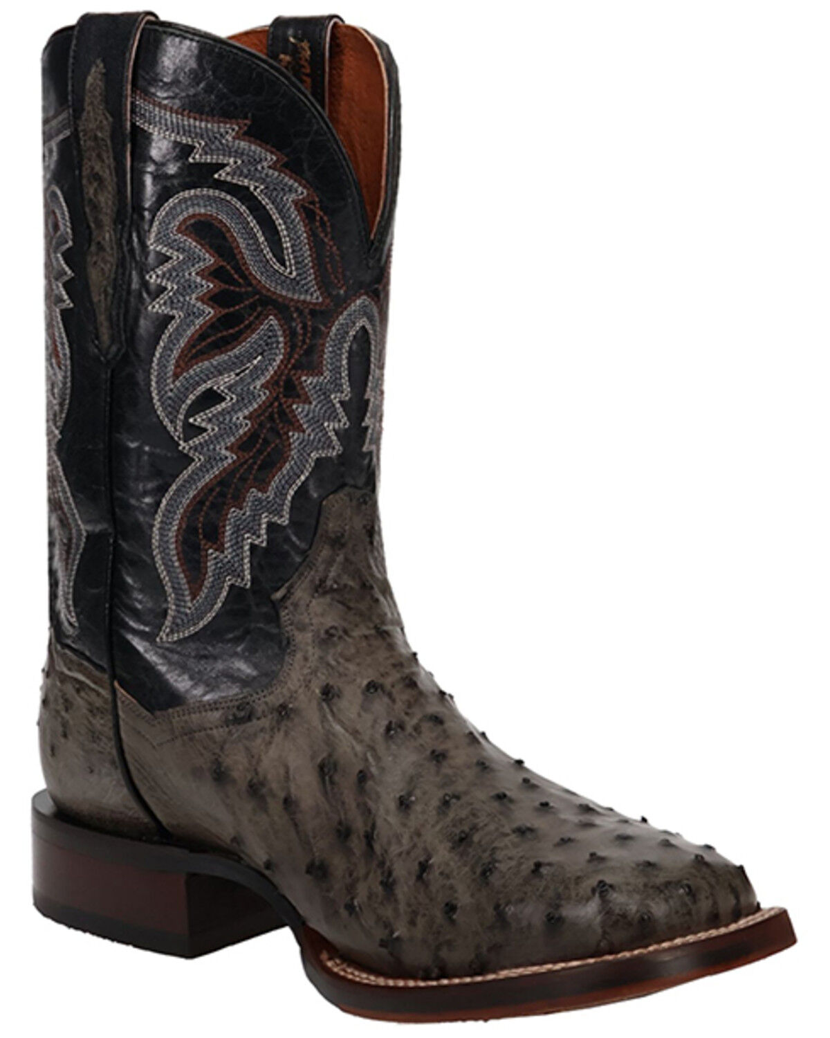 Image #1 - Dan Post Men's Exotic Ostrich Western Boots - Square Toe, Grey, hi-res