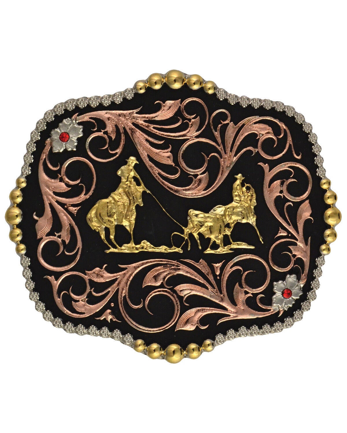 Montana Silversmiths Men's Tri-Color Bullrider Traditional Attitude Buckle, Multi, hi-res