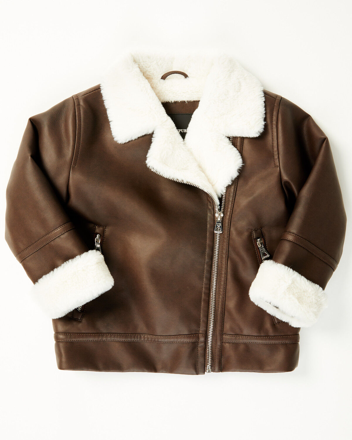 Image #1 - Urban Republic Toddler Girls' Sherpa Lined Moto Jacket, Tan, hi-res