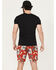 Image #3 - Cinch Men's Rodeo Print Stretch Board Shorts, Red, hi-res