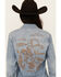 Image #3 - Stetson Women's Medium Wash Embroidered Cowboy Long Sleeve Pearl Snap Denim Shirt, Blue, hi-res