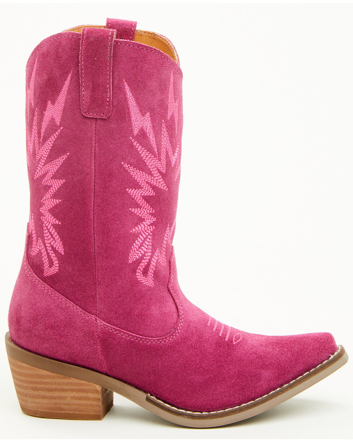 Image #2 - Dingo Girls' Thunder Road Suede Western Boots - Snip Toe, Pink, hi-res