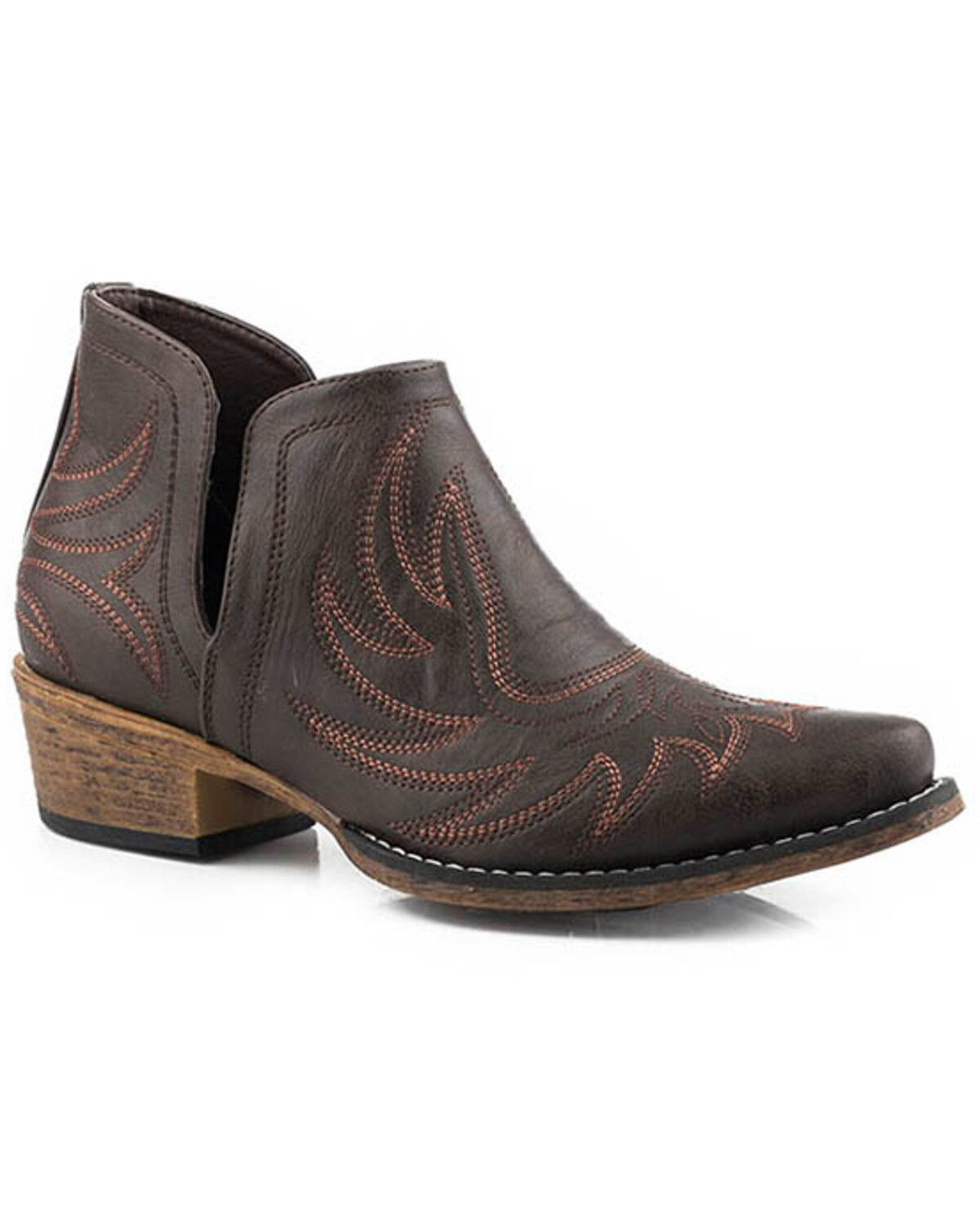 Image #1 - Roper Women's Ava Western Booties - Snip Toe, Brown, hi-res