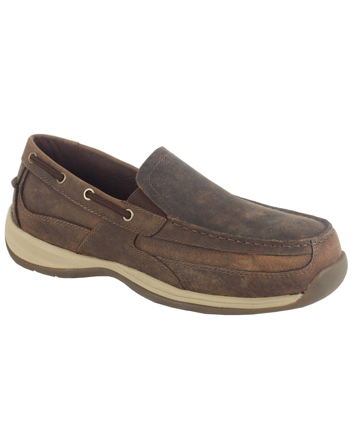 Rockport Works Sailing Club Boat Shoes - Steel Toe, Brown, hi-res