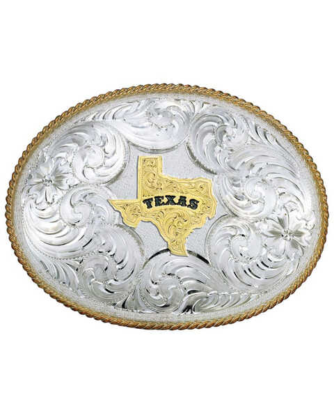 Montana Silversmiths Men's Twisted Rope Texas Belt Buckle, Multi, hi-res