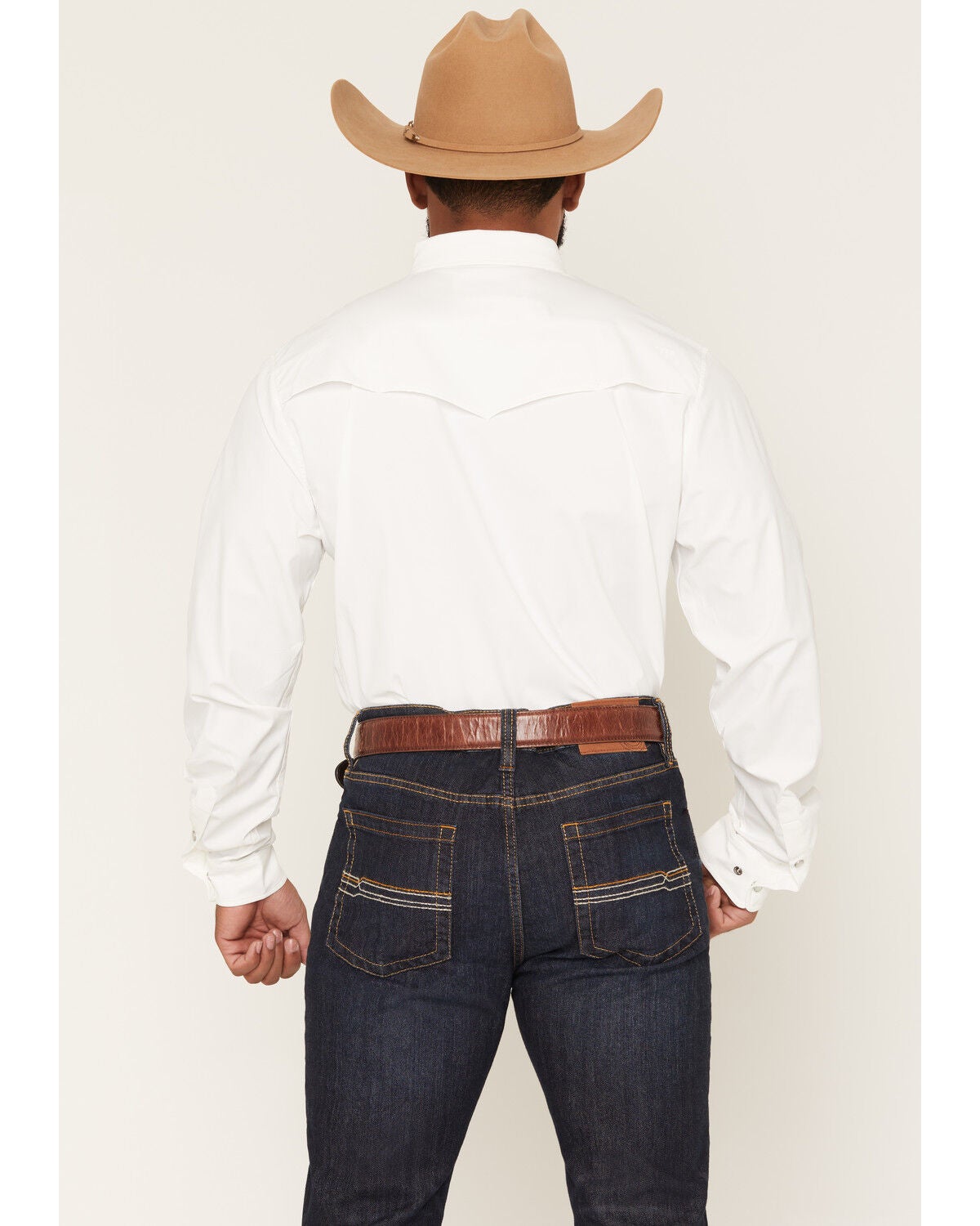 Image #4 - Ferrell Men's Tek Solid Long Sleeve Snap Performance Western Shirt, White, hi-res