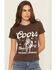 Image #1 - Coors Women's Rhinestone Stars Cowboy Short Sleeve Oversized Graphic Tee, Brown, hi-res