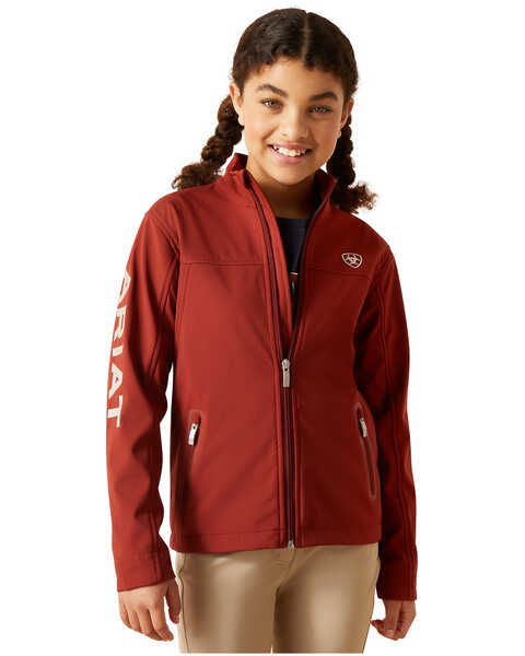 Image #2 - Ariat Girls' New Team Softshell Jacket , Rust Copper, hi-res