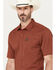 Kimes Ranch Men's Linville Short Sleeve Button Down Shirt, Heather Red, hi-res