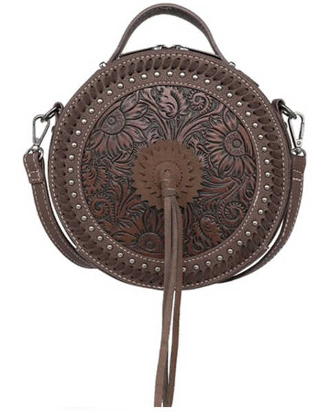 Montana West Women's Tooled Collection Canteen Crossbody , Coffee, hi-res
