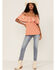 Panhandle Women's Embroidered Flounce Off Shoulder Top, Orange, hi-res