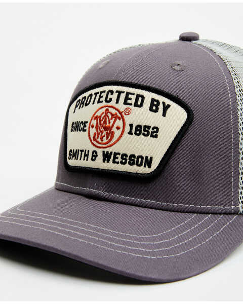 Image #2 - Smith & Wesson Men's Protected By S&W Trucker Cap , Purple, hi-res