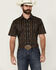 Image #1 - Cody James Men's Cactus Dobby Striped Print Short Sleeve Button-Down Stretch Western Shirt, Black, hi-res