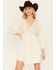 Image #1 - Yura Women's Long Sleeve Crochet Mini Dress, White, hi-res