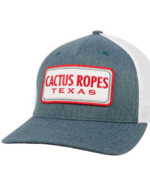 HOOey Men's Cactus Ropes Patch Mesh-Back Trucker Cap , Blue, hi-res