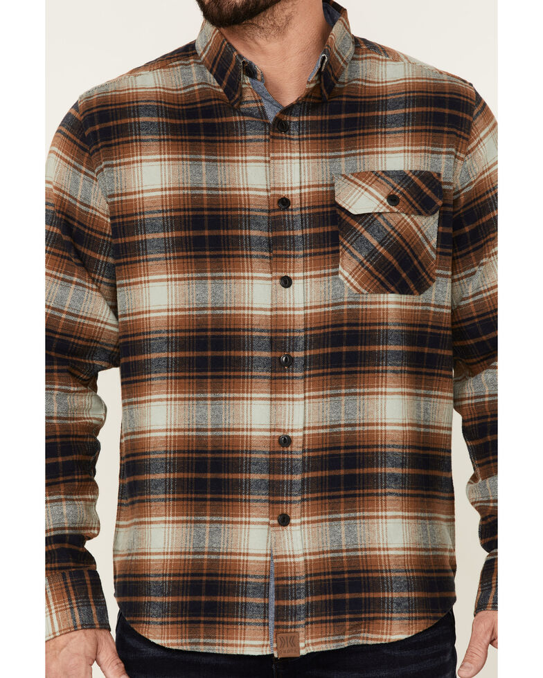Dakota Grizzly Men's Peat Moss Brock Large Plaid Long Sleeve Button-Down Western Flannel Shirt , Green, hi-res