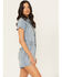 Image #2 - Rolla's X AC/DC Women's Light Wash Lightening Short Sleeve Button-Down Denim Romper, Light Wash, hi-res