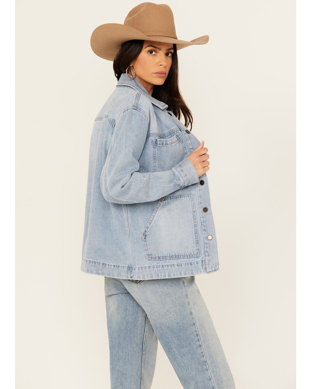 Image #5 - Cleo + Wolf Women's Lindon Light Wash Denim Shacket, Light Wash, hi-res