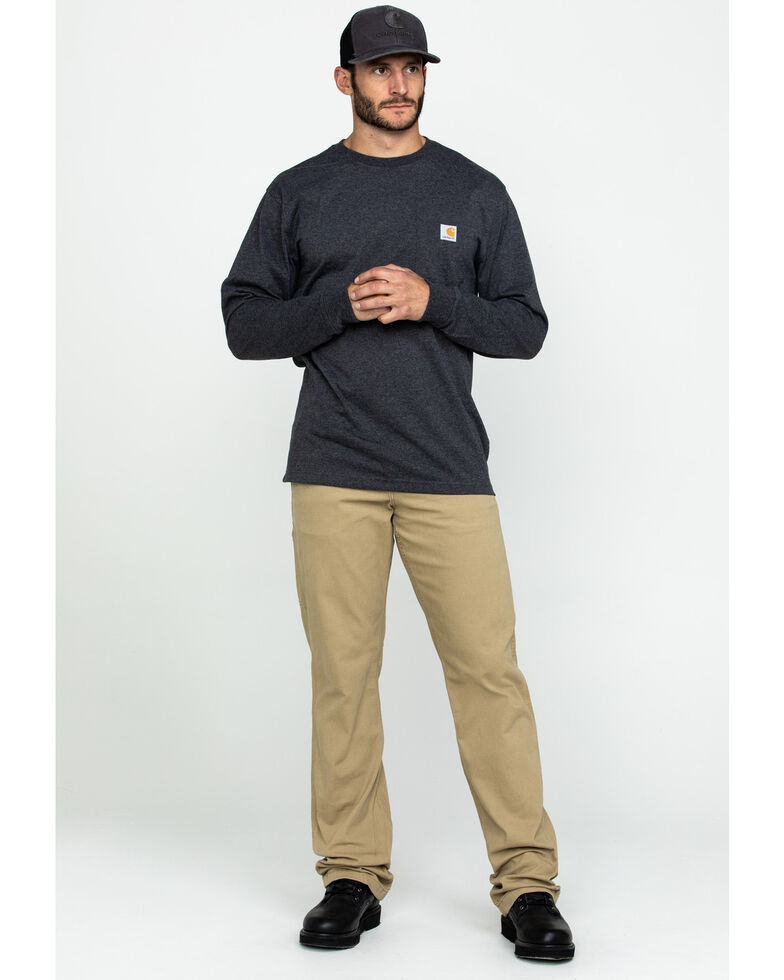 Carhartt Men's Solid Pocket Long Sleeve Work T-Shirt , Charcoal, hi-res