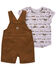 Carhartt Toddler Girls' Horse Print Short Sleeve T-Shirt and Overall Set, Brown, hi-res