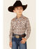 Roper Boys' Plaid Long Sleeve Pearl Snap Western Shirt , Brown, hi-res