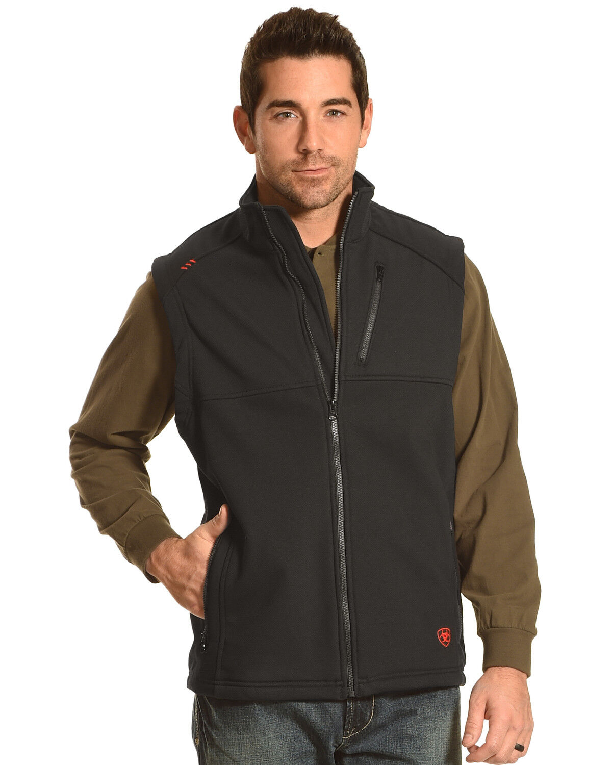 Image #2 - Ariat Men's FR Work Vest, Black, hi-res