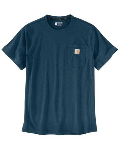 Image #1 - Carhartt Men's Force Relaxed Fit Midweight Long Sleeve Logo Pocket Work T-Shirt, Navy, hi-res