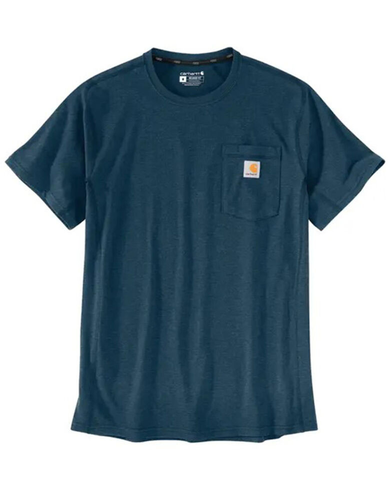 Carhartt Men's Navy Force Midweight Long Sleeve Work Pocket T-Shirt , Navy, hi-res