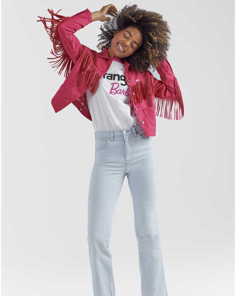 Image #2 - Wrangler® X Barbie™ Women's Fringe Wrancher Jacket , Pink, hi-res